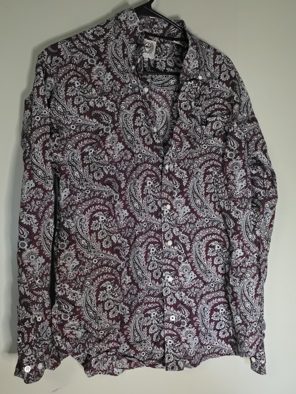Cinch Maroon and White Paisley Button-Down Shirt